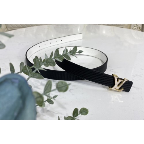 Louis Vuitton M0305V Iconic Pearlfection 25mm Reversible belt In White Black Calf leather