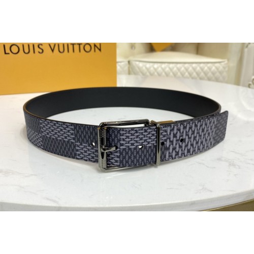 Louis Vuitton M0338S Damier Print 40mm belt in Damier Graphite canvas With Black Buckle Louis Vuitton M0338S Damier Print 40mm belt in Damier Graphite canvas With Black Buckle