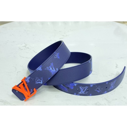 Louis Vuitton M0359V Shape 40mm reversible belt in Navy Blue Monogram canvas With Orange Buckle Louis Vuitton M0359V Shape 40mm reversible belt in Navy Blue Monogram canvas With Orange Buckle