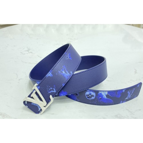 Louis Vuitton M0359V Shape 40mm reversible belt in Navy Blue Monogram canvas With White Buckle Louis Vuitton M0359V Shape 40mm reversible belt in Navy Blue Monogram canvas With White Buckle