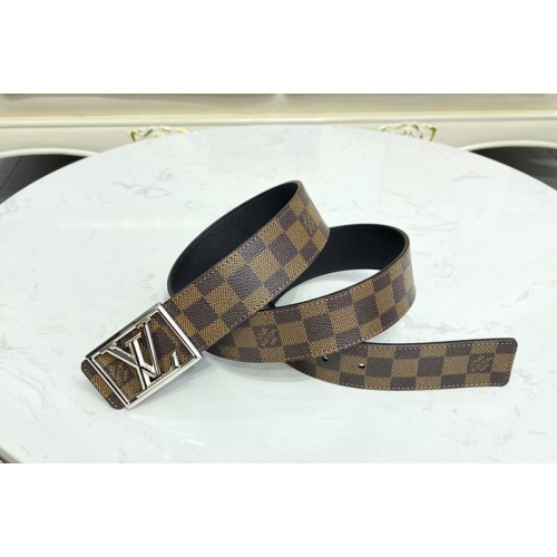Louis Vuitton M0471V Pyramide Frame 40mm reversible belt in Damier Ebene Canvas calf leather With Silver Buckle Louis Vuitton M0471V Pyramide Frame 40mm reversible belt in Damier Ebene Canvas calf leather With Silver Buckle