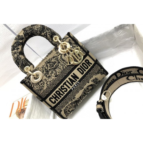 Dior M0505 Christian Dior Mini Lady Dior bag in Beige and Black Plan de Paris Embroidery Dior M0505 Christian Dior Mini Lady Dior bag in Beige and Black Plan de Paris Embroidery