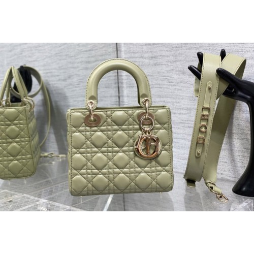 Dior M0538 Christian Dior Small Lady Dior My ABCDior bag in Gray Green Cannage Lambskin Dior M0538 Christian Dior Small Lady Dior My ABCDior bag in Gray Green Cannage Lambskin