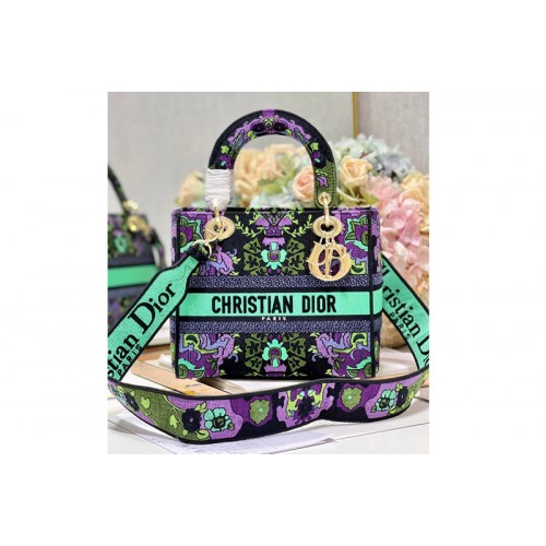 Dior M0565 Christian Dior Medium Lady D-Lite bag in Multicolor Dior Embroidery Dior M0565 Christian Dior Medium Lady D-Lite bag in Multicolor Dior Embroidery