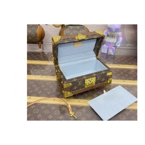 Louis Vuitton M10130 Coffret Tresor 24 Box In Monogram Canvas with Blue Louis Vuitton M10130 Coffret Tresor 24 Box In Monogram Canvas with Blue