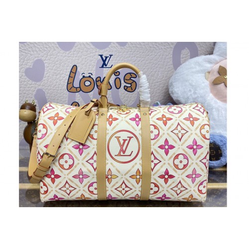 Louis Vuitton M11251 Keepall Bandouliere 45 Bag in Coral Monogram Tiles coated canvas Louis Vuitton M11251 Keepall Bandouliere 45 Bag in Coral Monogram Tiles coated canvas