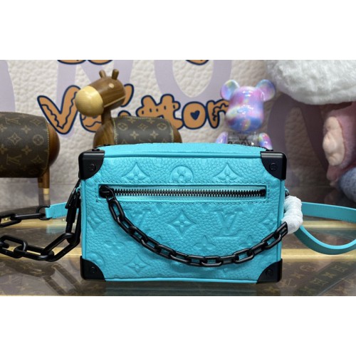 Louis Vuitton M11673 Mini Soft Trunk bag in Turquoise Taurillon Monogram embossed cowhide leather Louis Vuitton M11673 Mini Soft Trunk bag in Turquoise Taurillon Monogram embossed cowhide leather