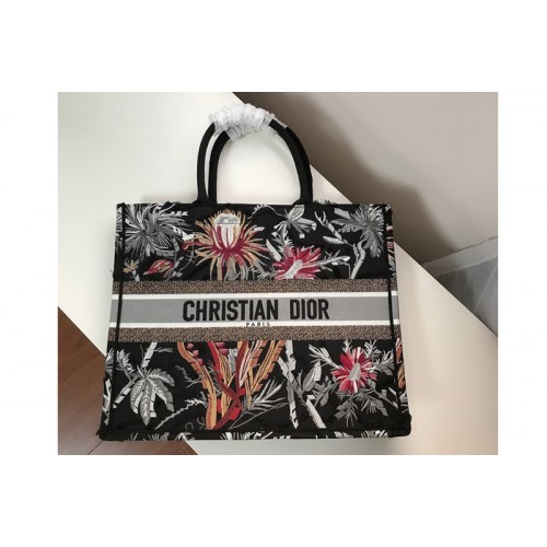 Dior M1286 Dior Book Tote Bag in Black Palm Tree Toile de Jouy Embroidery Dior M1286 Dior Book Tote Bag in Black Palm Tree Toile de Jouy Embroidery