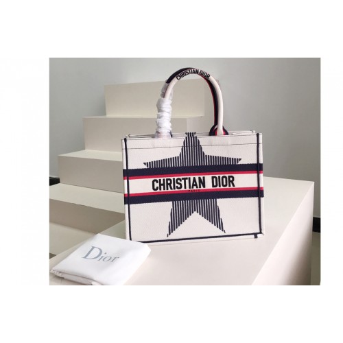 Christian Dior M1296 Dior book tote Bag in White Three-Tone Embroidery Christian Dior M1296 Dior book tote Bag in White Three-Tone Embroidery