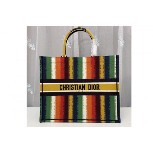 Christian Dior M1286 Dior book tote Bag in Multicolor D-Stripes Embroidery Christian Dior M1286 Dior book tote Bag in Multicolor D-Stripes Embroidery