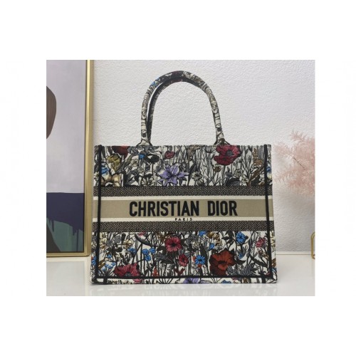 Christian Dior M1296 Dior book tote Bag in Multicolor Dior Flowers Embroidery Christian Dior M1296 Dior book tote Bag in Multicolor Dior Flowers Embroidery