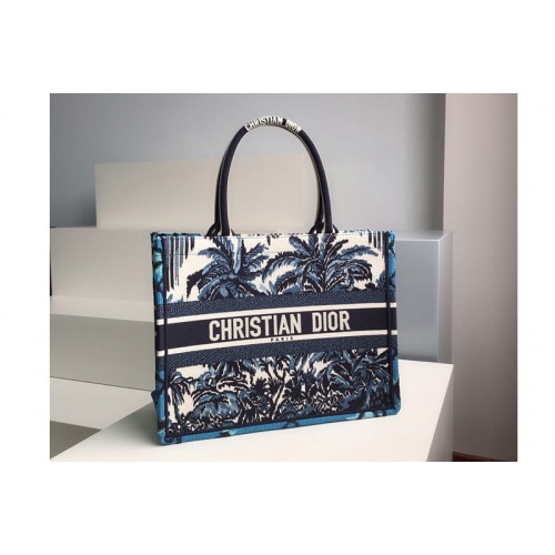 Christian Dior M1296 Small Dior Book Tote Bag in Blue Dior Palms Embroidery Christian Dior M1296 Small Dior Book Tote Bag in Blue Dior Palms Embroidery