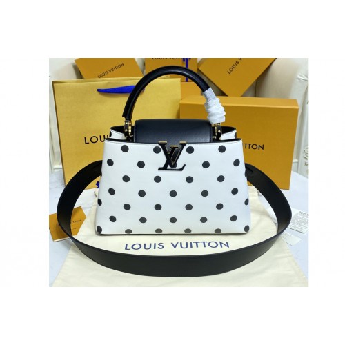Louis Vuitton M20374 Capucines MM handbag on Black White Taurillon Calfskin leather Louis Vuitton M20374 Capucines MM handbag on Black White Taurillon Calfskin leather