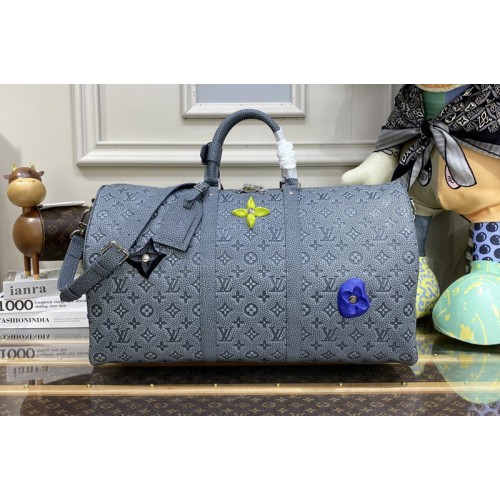 Louis Vuitton M20901 Keepall 50 bag in Granite Taurillon Monogram Louis Vuitton M20901 Keepall 50 bag in Granite Taurillon Monogram