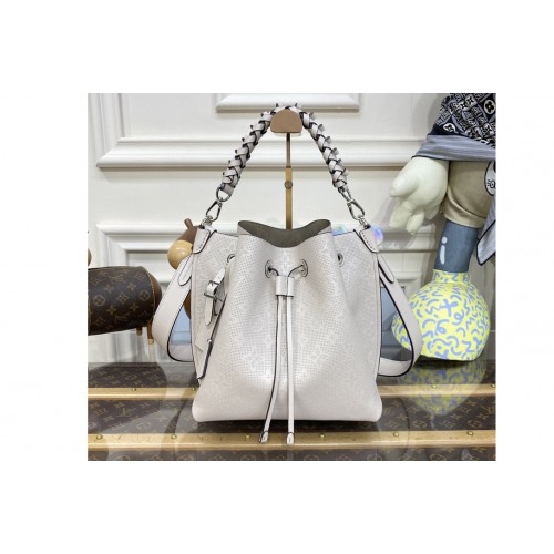 Louis Vuitton M21006 Muria bucket bag in Grey Mahina perforated calfskin leather Louis Vuitton M21006 Muria bucket bag in Grey Mahina perforated calfskin leather
