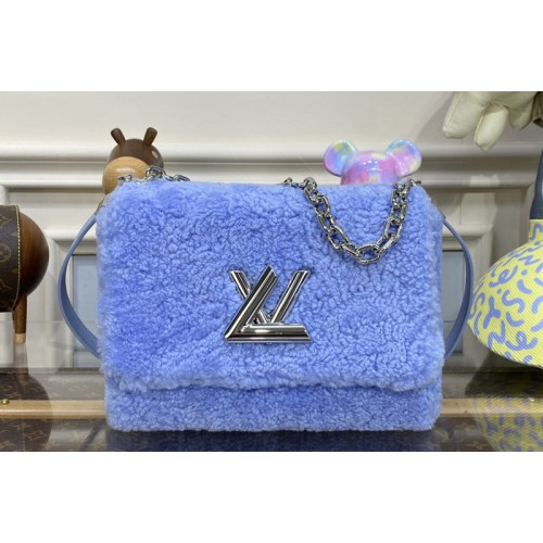 Louis Vuitton M21040 Twist MM hand bag in Jean Blue Shearling Louis Vuitton M21040 Twist MM hand bag in Jean Blue Shearling