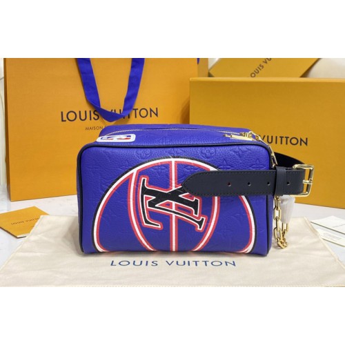 Louis Vuitton M21106 Dopp Kit toiletry bag in Blue Embossed Taurillon leather Louis Vuitton M21106 Dopp Kit toiletry bag in Blue Embossed Taurillon leather