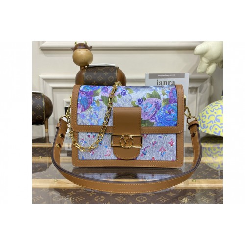 Louis Vuitton M21266 Dauphine MM handbag in Blue Coated canvas Louis Vuitton M21266 Dauphine MM handbag in Blue Coated canvas