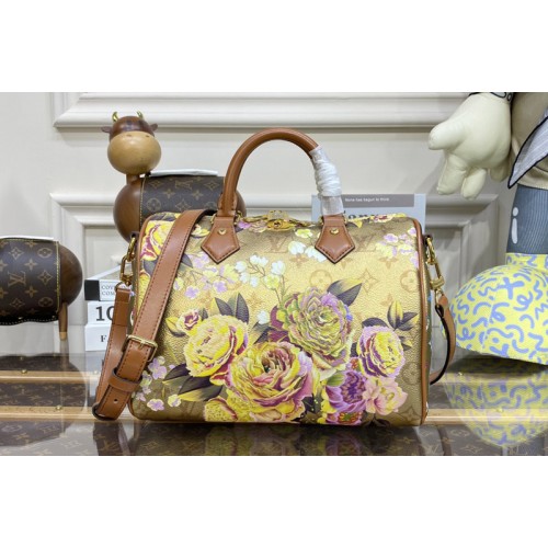 Louis Vuitton M21317 Speedy Bandouliere 25 handbag in Gold Coated canvas Louis Vuitton M21317 Speedy Bandouliere 25 handbag in Gold Coated canvas