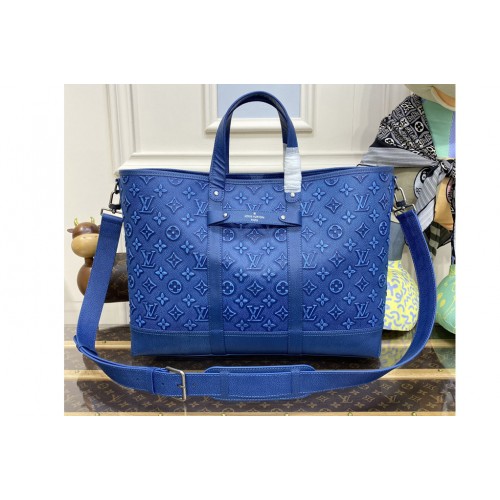 Louis Vuitton M21371 Tote Journey carryall bag in denim Blue Cowhide leather Louis Vuitton M21371 Tote Journey carryall bag in denim Blue Cowhide leather