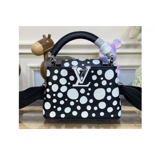 Louis Vuitton M21691 LVxYK Capucines Mini Bag in Black and white Taurillon bull calf leather with Infinity Dots print Louis Vuitton M21691 LVxYK Capucines Mini Bag in Black and white Taurillon bull calf leather with Infinity Dots print