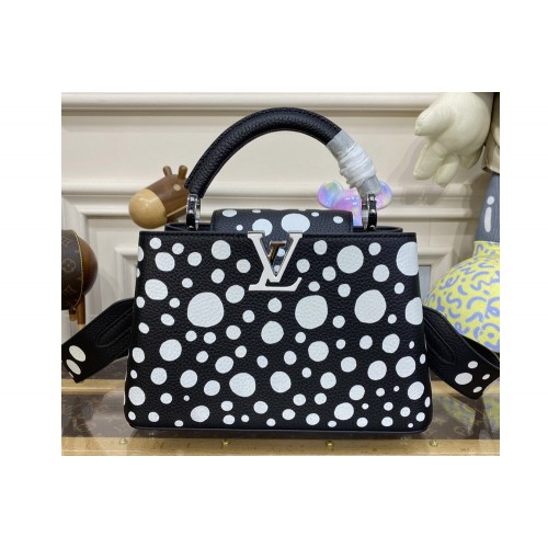 Louis Vuitton M21691 LVxYK Capucines BB Bag in Black and white Taurillon bull calf leather with Infinity Dots print Louis Vuitton M21691 LVxYK Capucines BB Bag in Black and white Taurillon bull calf leather with Infinity Dots print