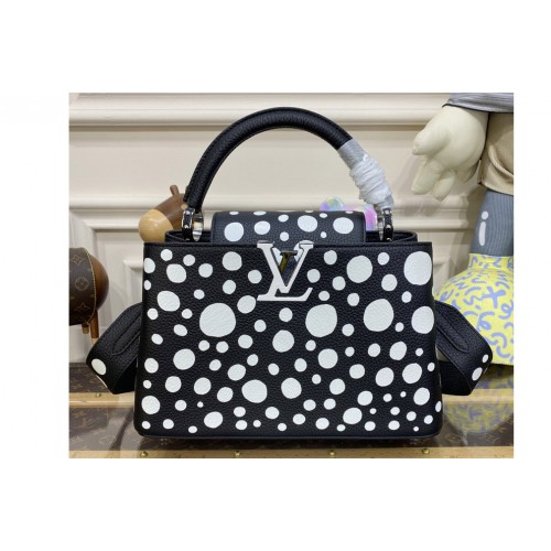 Louis Vuitton M21691 LVxYK Capucines MM Bag in Black and white Taurillon bull calf leather with Infinity Dots print Louis Vuitton M21691 LVxYK Capucines MM Bag in Black and white Taurillon bull calf leather with Infinity Dots print