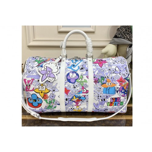 Louis Vuitton M21863 Keepall Bandouliere 50 Bag in Multicolor Monogram Comics coated canvas Louis Vuitton M21863 Keepall Bandouliere 50 Bag in Multicolor Monogram Comics coated canvas