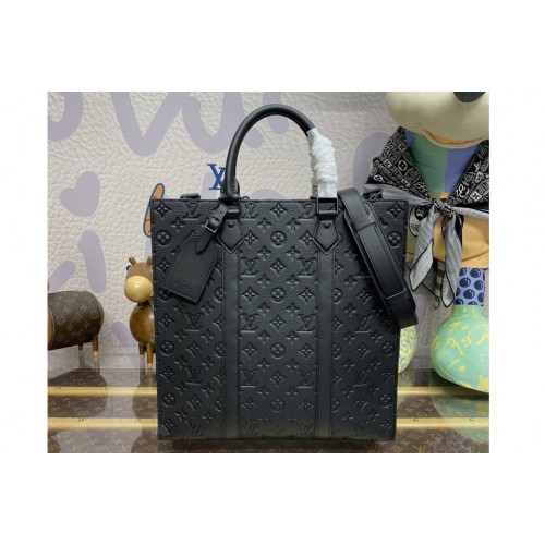 Louis Vuitton M21866 Sac Plat NV Bag in Black Monogram-embossed Taurillon leather Louis Vuitton M21866 Sac Plat NV Bag in Black Monogram-embossed Taurillon leather