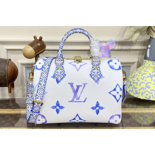 Louis Vuitton M23073 Speedy Bandoulière 25 Bag in Blue Monogram coated canvas Louis Vuitton M23073 Speedy Bandoulière 25 Bag in Blue Monogram coated canvas