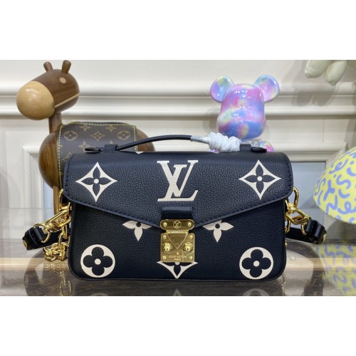 Louis Vuitton M46596 Pochette Metis East West Bag in Black Beige Monogram Empreinte Leather Louis Vuitton M46596 Pochette Metis East West Bag in Black Beige Monogram Empreinte Leather