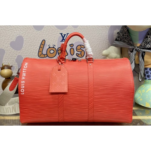 Louis Vuitton M23721 Keepall Bandouliere 50 bag in Vermillion Red Epi XL grained leather Louis Vuitton M23721 Keepall Bandouliere 50 bag in Vermillion Red Epi XL grained leather