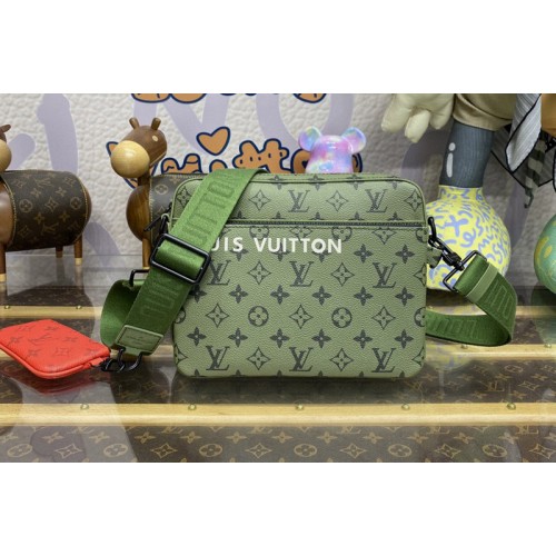 Louis Vuitton M23783 Trio Messenger bag in Khaki Green Vermillion Red Monogram canvas Louis Vuitton M23783 Trio Messenger bag in Khaki Green Vermillion Red Monogram canvas