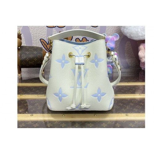 Louis Vuitton M24048 Neonoe BB bucket bag in White Blue Monogram Empreinte leather