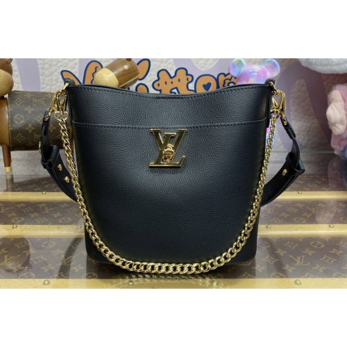 Louis Vuitton M24006 Lock and Walk bucket bag in Black Grained calf leather Louis Vuitton M24006 Lock and Walk bucket bag in Black Grained calf leather