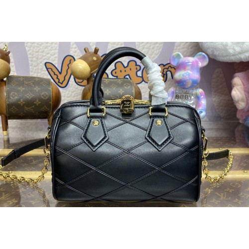 Louis Vuitton M24261 Speedy 20 Bandouliere handbag in Black Lambskin Louis Vuitton M24261 Speedy 20 Bandouliere handbag in Black Lambskin