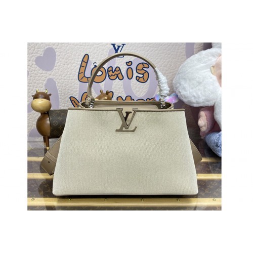 Louis Vuitton M24619 Capucines GM Souple Bag in Taupe Cotton canvas Louis Vuitton M24619 Capucines GM Souple Bag in Taupe Cotton canvas