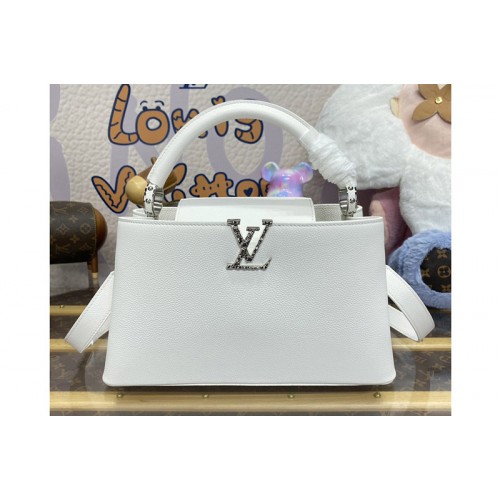 Louis Vuitton M24664 Capucines East West MM handbag in White Grained calfskin Louis Vuitton M24664 Capucines East West MM handbag in White Grained calfskin
