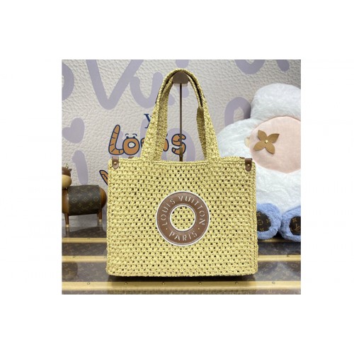 Louis Vuitton M24723 OnTheGo MM tote Bag in natural Tan raffia Louis Vuitton M24723 OnTheGo MM tote Bag in natural Tan raffia