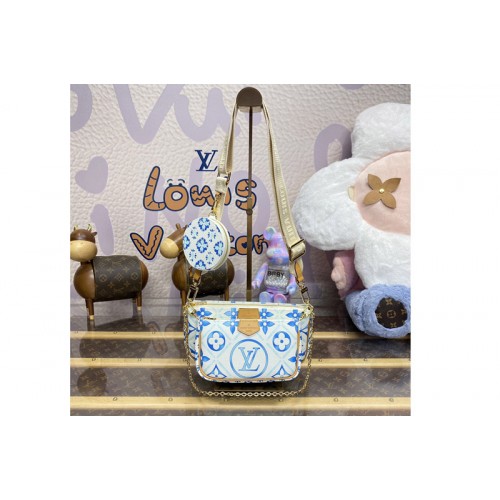 Louis Vuitton M25374 Multi Pochette Accessoires in Blue Monogram Tiles canvas Louis Vuitton M25374 Multi Pochette Accessoires in Blue Monogram Tiles canvas
