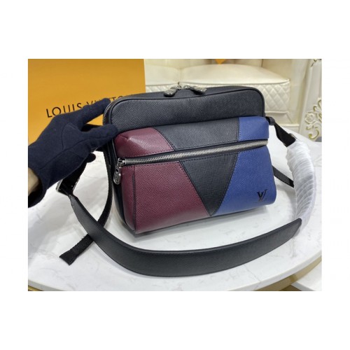 Louis Vuitton M30703 Outdoor Messenger Bag in Burgundy black and navy blue Taiga leather Louis Vuitton M30703 Outdoor Messenger Bag in Burgundy black and navy blue Taiga leather