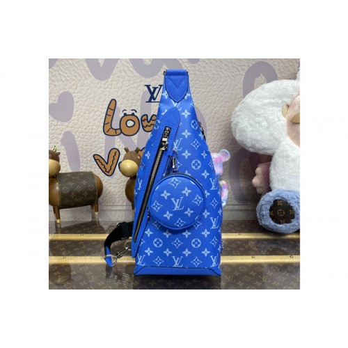 Louis Vuitton M31075 Duo Slingbag in Blue Monogram Canvas Louis Vuitton M31075 Duo Slingbag in Blue Monogram Canvas