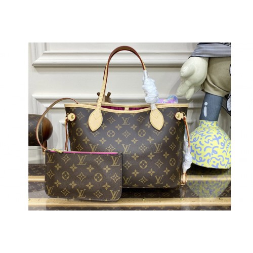 Louis Vuitton M41245 Neverfull PM tote Bag in Monogram Canvas With Pink Louis Vuitton M41245 Neverfull PM tote Bag in Monogram Canvas With Pink