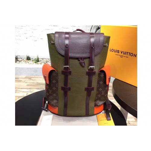 Louis Vuitton M41709 Christopher PM Backpack in Monogram Canvas and Green Epi Leather Louis Vuitton M41709 Christopher PM Backpack in Monogram Canvas and Green Epi Leather