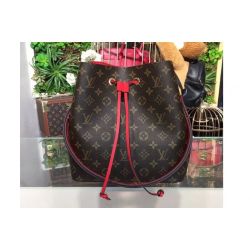 Louis Vuitton M44020 Neonoe Bucket Bags in Monogram Canvas With Red Louis Vuitton M44020 Neonoe Bucket Bags in Monogram Canvas With Red