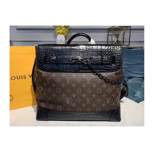 Louis Vuitton M44473 Steamer PM bags Monogram Canvas And Black Crocodile leather Louis Vuitton M44473 Steamer PM bags Monogram Canvas And Black Crocodile leather