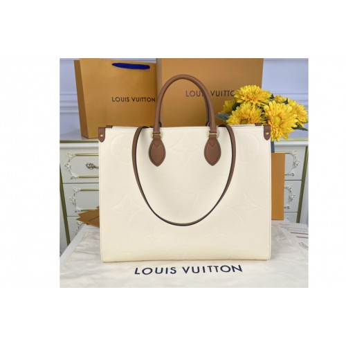 Louis Vuitton M44921 OnTheGo GM tote bag in Cream Monogram Empreinte leather Louis Vuitton M44921 OnTheGo GM tote bag in Cream Monogram Empreinte leather