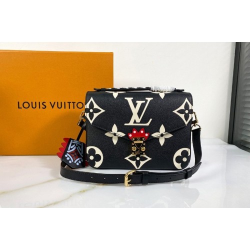 Louis Vuitton M45385 Crafty Pochette Metis handbag in Black Embossed grained cowhide leather Louis Vuitton M45385 Crafty Pochette Metis handbag in Black Embossed grained cowhide leather