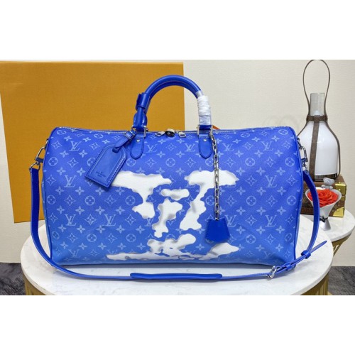 Louis Vuitton M45428 Keepall Bandouliere 50 Bag in Monogram Clouds Louis Vuitton M45428 Keepall Bandouliere 50 Bag in Monogram Clouds