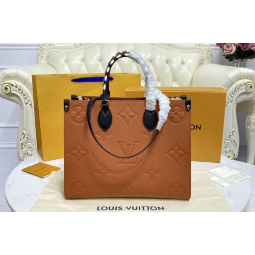 Louis Vuitton M45595 Onthego MM tote bag in Brown Monogram Empreinte Leather Louis Vuitton M45595 Onthego MM tote bag in Brown Monogram Empreinte Leather
